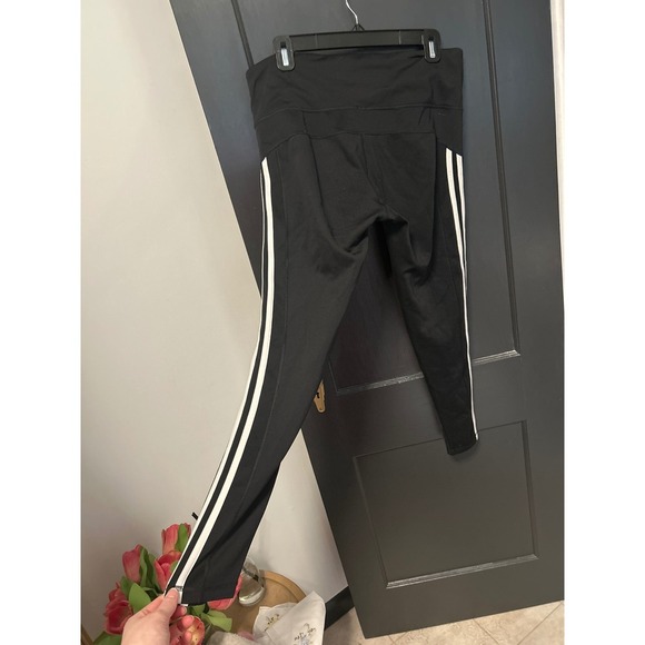 Adidas Climalite Leggings Athletic 3-Stripe Activewear Black L - Picture 3 of 3